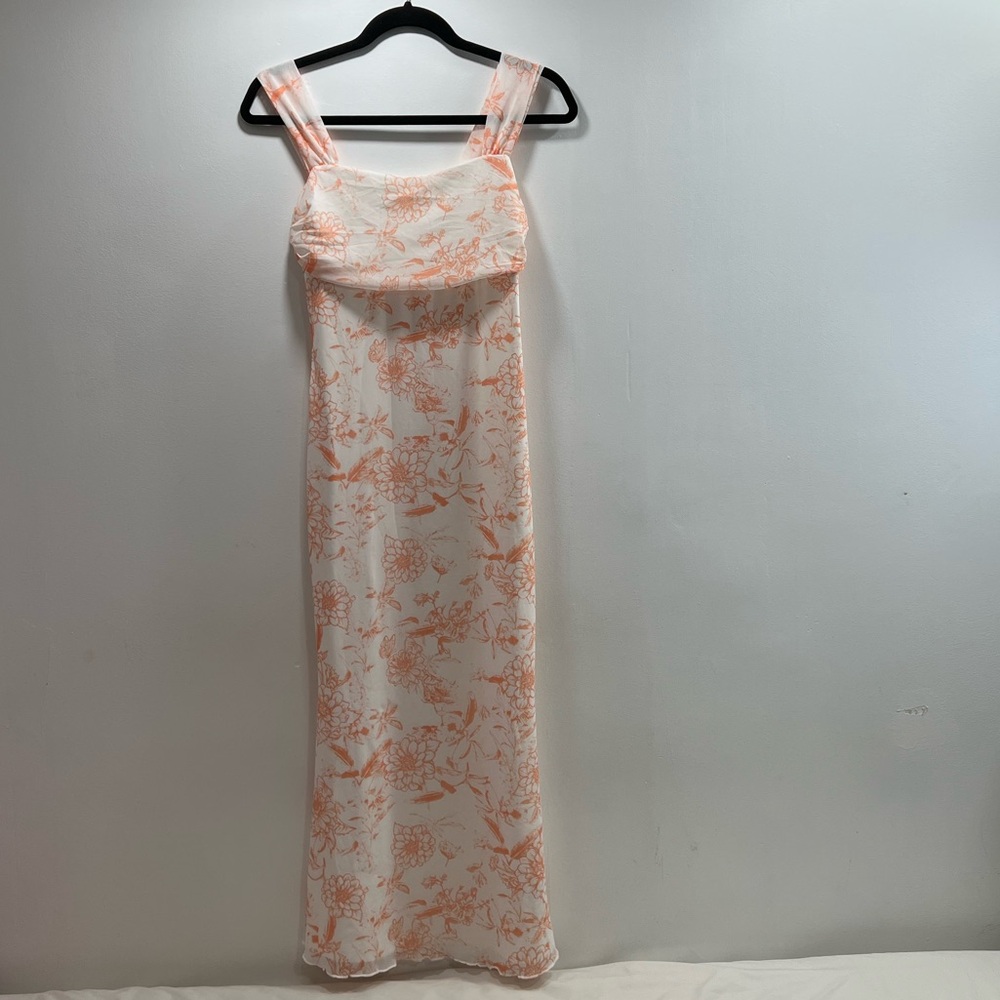 Floral Orange and White Maxi Dress